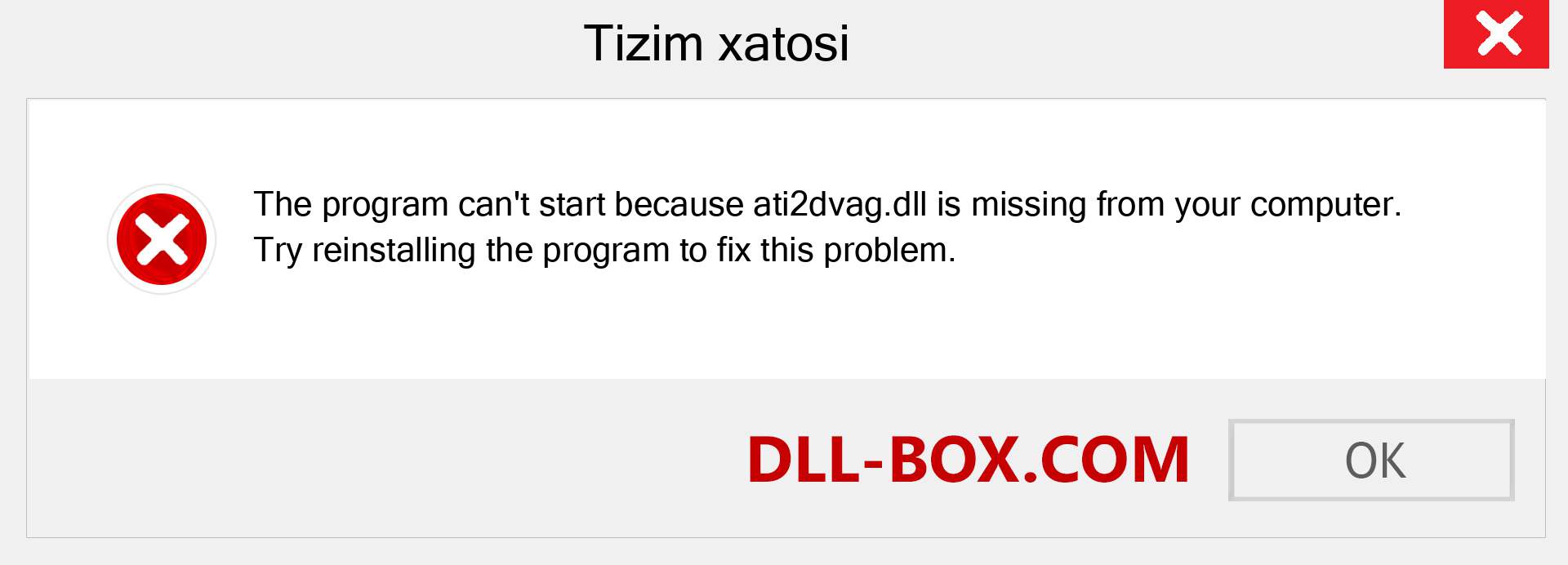 ati2dvag.dll fayli yo'qolganmi?. Windows 7, 8, 10 uchun yuklab olish - Windowsda ati2dvag dll etishmayotgan xatoni tuzating, rasmlar, rasmlar